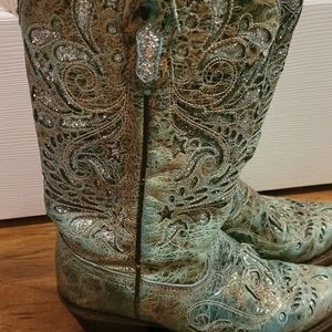 Womans Corral Turquoise Glitter sz 6.5 Boots